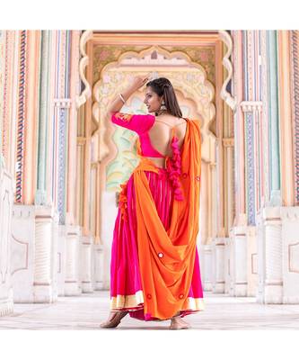 Pink Gota Lehenga Set With Dupatta (Set of 3) 2