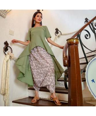 Green Kurta With Dhoti (Set of 2) 1