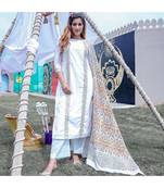 White Gota Kurta & Palazzo With Dupatta (Set of 3)