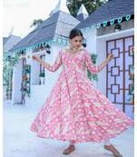 Pink Anarkali Kurta With Dupatta (Set of 2)