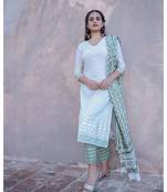 White Polka Dot Kurta & Pant With Dupatta (Set of 3)