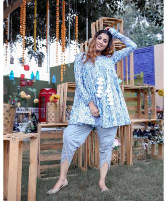 Blue Angrakha Kurta With Dhoti (Set of 2) 1
