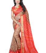 Multicolor printed art silk saree with blouse