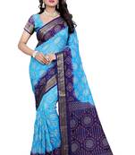 Multicolor printed art silk saree with blouse