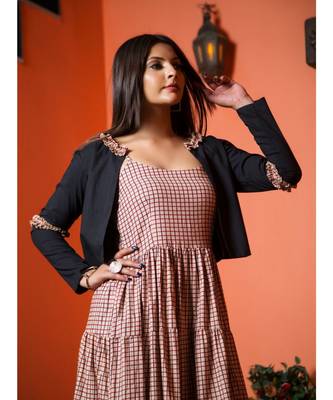 Checks Tier Dress With Jacket  (Set of 2) 2