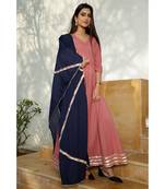 Blush Pink Floor Length Dress With Dupatta (Set of 2)