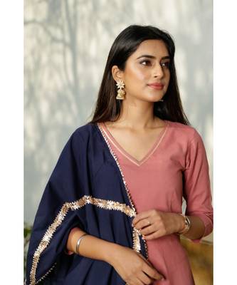 Blush Pink Floor Length Dress With Dupatta (Set of 2) 4