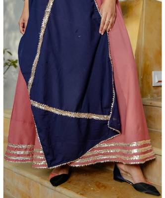Blush Pink Floor Length Dress With Dupatta (Set of 2) 5