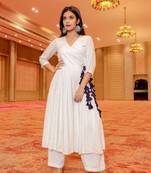 White Angrakha Kurta Palazzo Set  (Set of 2)