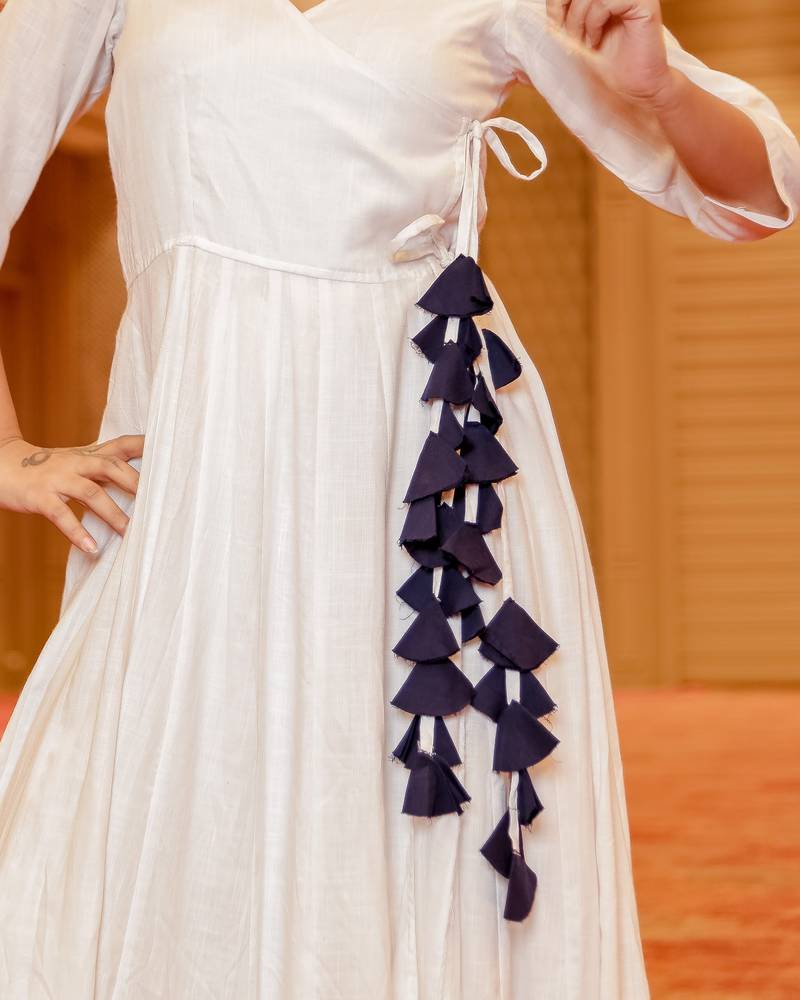 White Angrakha Kurta Palazzo Set  (Set of 2)