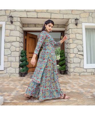 Blue Burst Kurta With Palazzo (Set of 2) 3