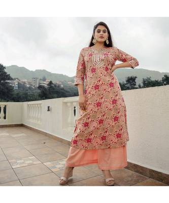Peach Jaal Print With Gota Suit Set (Set of 2) 1