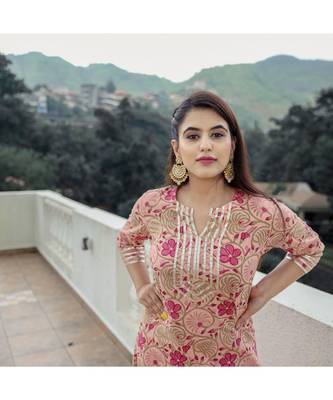 Peach Jaal Print With Gota Suit Set (Set of 2) 4