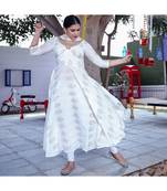 White Anarkali Kurta With Dupatta (Set of 2)