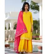 Yellow Kurta Sharara Set  (Set of 2)