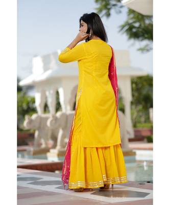 Yellow Kurta Sharara Set  (Set of 2) 3