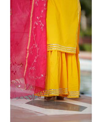 Yellow Kurta Sharara Set  (Set of 2) 4