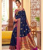 Designer Indian Paithani Silk Saree , beautifully Designed WEAVING RICH PALLU wedding saree