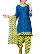 Blue printed crepe salwar