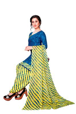 Blue printed crepe salwar 3