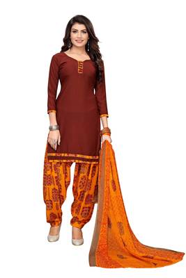 Brown printed crepe salwar 1