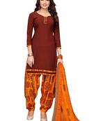 Brown printed crepe salwar