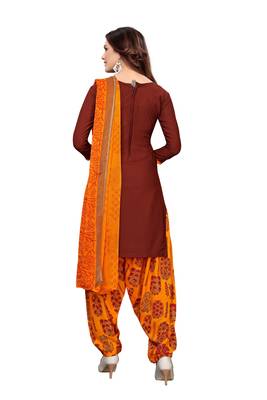 Brown printed crepe salwar 2