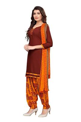 Brown printed crepe salwar 3