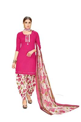 Pink printed crepe salwar 1