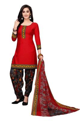 Red printed crepe salwar 1