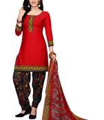 Red printed crepe salwar