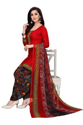Red printed crepe salwar 2