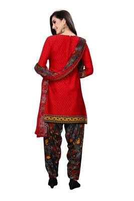 Red printed crepe salwar 3
