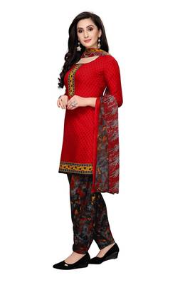 Red printed crepe salwar 4