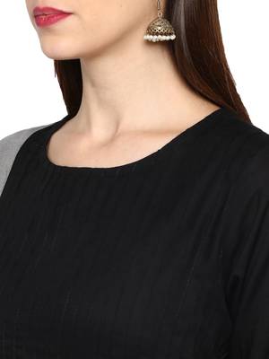 Women's Resham Embroidery Straight Rayon Black Kurti 5