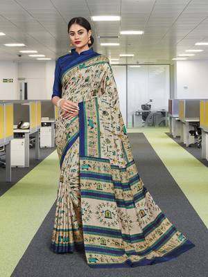 Multi Malbari Silk Animal Print Saree with Blouse Piece 1