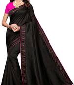 Black Sana Silk Stone Work Saree With Blouse