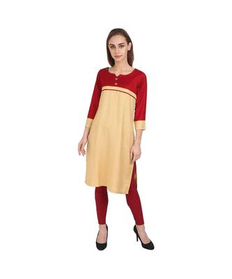 beige plain rayon kurti 1
