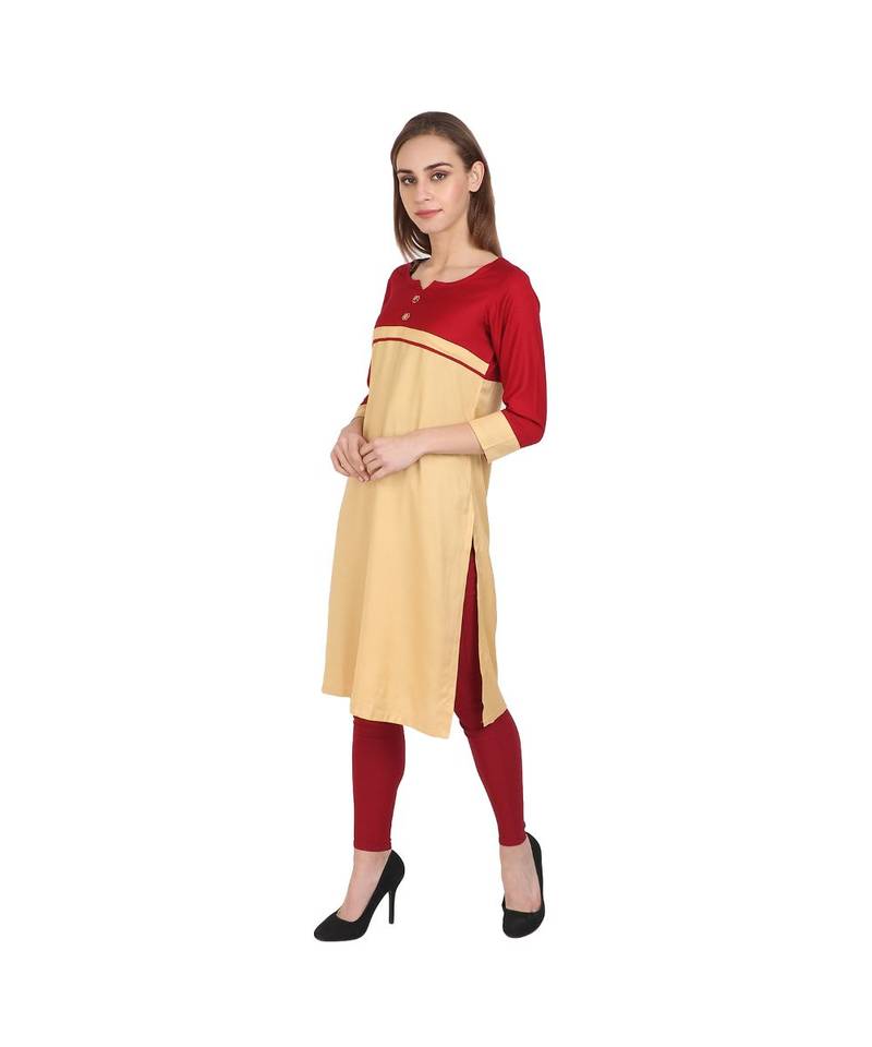 beige plain rayon kurti