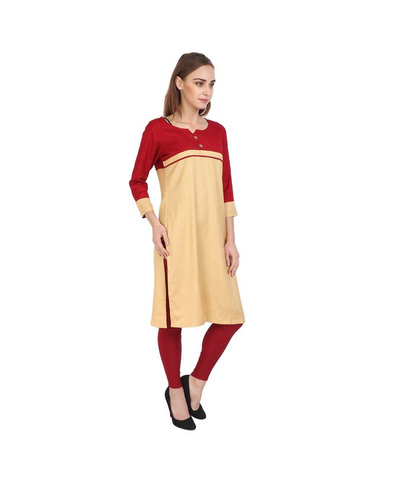 beige plain rayon kurti