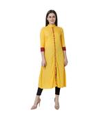 yellow plain rayon kurti