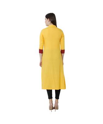 yellow plain rayon kurti 4