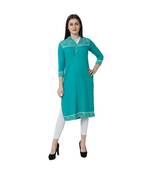 green plain rayon kurti