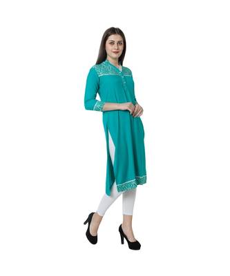 green plain rayon kurti 2