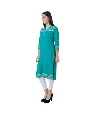 green plain rayon kurti 3