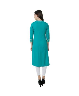 green plain rayon kurti 4