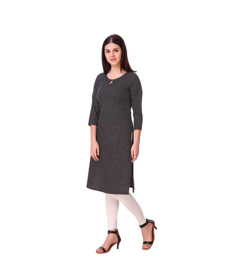 black plain rayon kurti