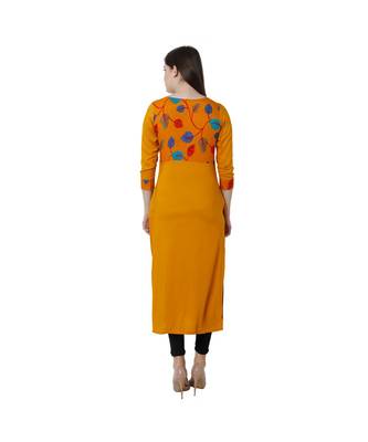 yellow plain rayon kurti 4