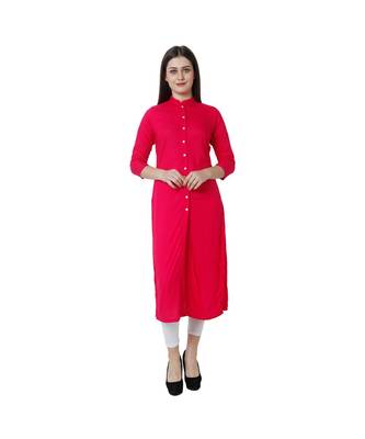 magenta plain rayon kurti 1