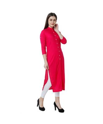 magenta plain rayon kurti 2
